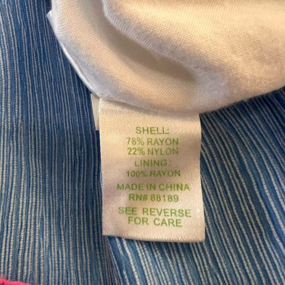 LILLY PULITZER Emmeline Dress Seersucker Lapis Blue Off One Shoulder Mini Sz S - Picture 8 of 9